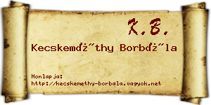 Kecskeméthy Borbála névjegykártya